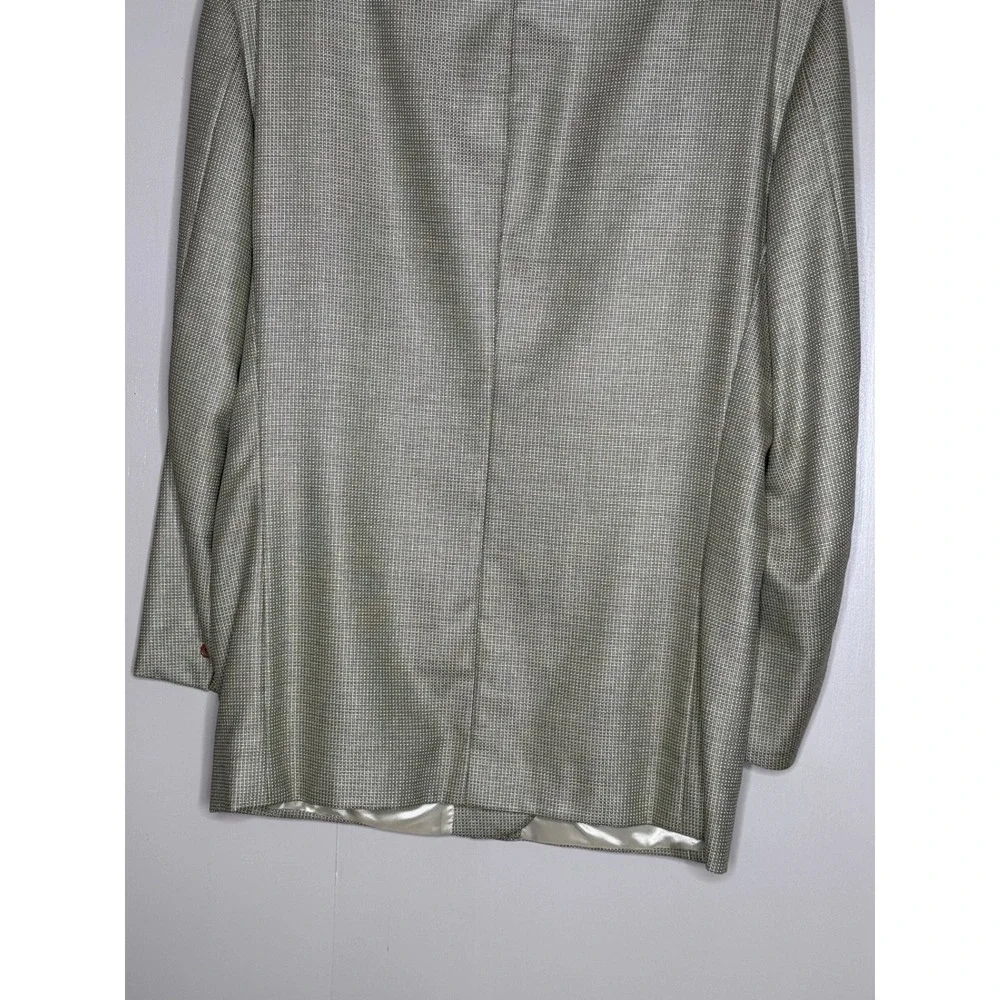 Zanieri Lanificio Galtes Silk Wool Blazer Mens 46R Tan Olive Check Made in Italy